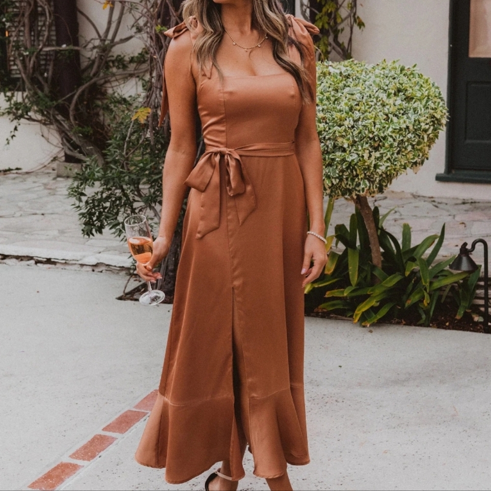 Show Me Your MuMu Claire Copper Satin Bridesmaid Dress